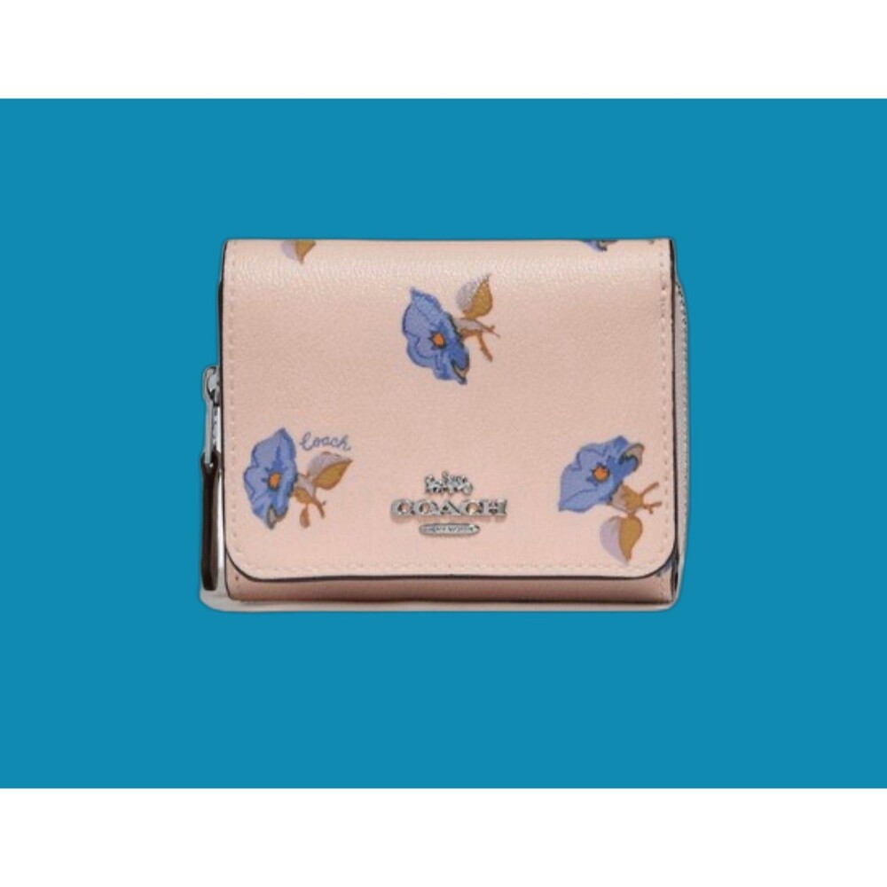 COACH SMALL TRIFOLD WALLET WITH BELL FLOWER PRINT NWT LIMITED EDITION